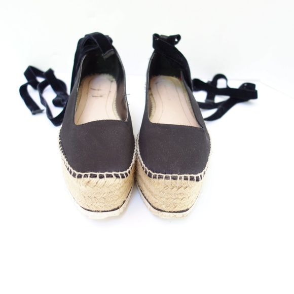 Black Satin Jute Espadrilles Platform Sandals  sz7 - Picture 5 of 10